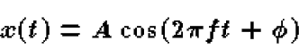 \begin{displaymath}x(t) = A \cos(2\pi f t + \phi)
\end{displaymath}