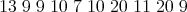 13 9 9 10 7 10 20 11 20 9
               